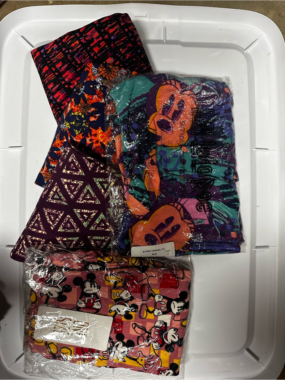 Disney Multi-Color lot of Lularoe leggings, Mickey Minnie Mouse Prints